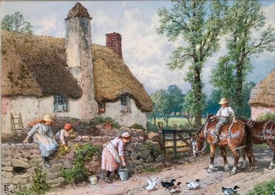 Un encuentro en el camino: Patos en una carretera rural de Myles Birket Foster
