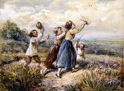 Niños Persiguiendo Mariposas de Myles Birket Foster