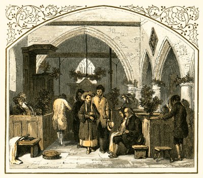 Decoración de la iglesia en Navidad de Myles Birket Foster