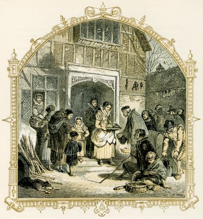 Escena navideña isabelina de Myles Birket Foster