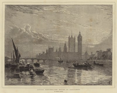 Bocetos de Londres, las Casas del Parlamento de Myles Birket Foster