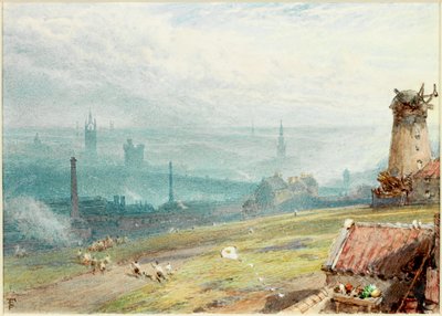 Newcastle upon Tyne desde Windmill Hills, Gateshead de Myles Birket Foster