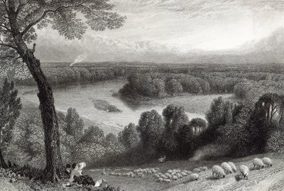 El Támesis desde Richmond Hill, grabado por J. Saddler, impreso por Cassell, Petter y Galvin de Myles Birket Foster