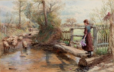 Vista en Surrey, hacia 1863-1890 (Acuarela y gouache) de Myles Birket Foster