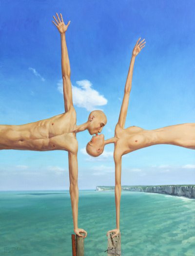 Pareja besándose de forma surrealista de Myriam Feuilloley