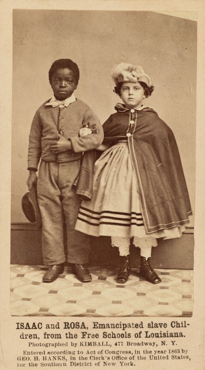 Isaac y Rosa, niños esclavos emancipados, de las Escuelas Libres de Luisiana,1863-1864 (foto) de Myron H. Kimball