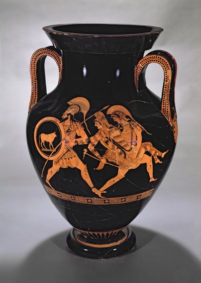 Ánfora de figuras rojas del Ático que representa el rapto de Antíope con Teseo y Pirítoo, c.500-490 a.C. (cerámica) de Myson