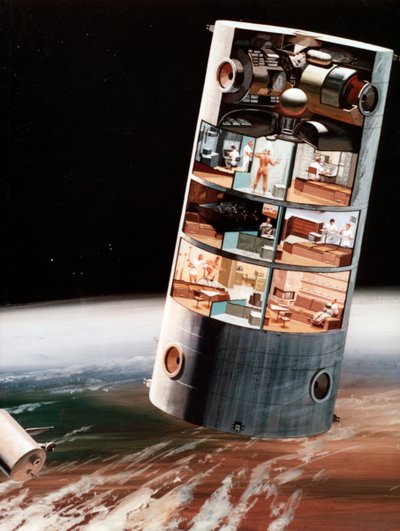 Una vista futurista de la vida en el espacio, c1970s de NASA Images