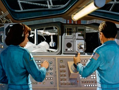 Dentro de una estación espacial futurista, c1970s de NASA Images