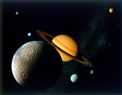 Sistema Saturniano desde Voyager 1, c1980s de NASA Images