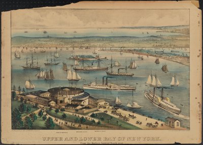 Bahía Alta y Baja de Nueva York, c.1881 de Nathaniel Currier