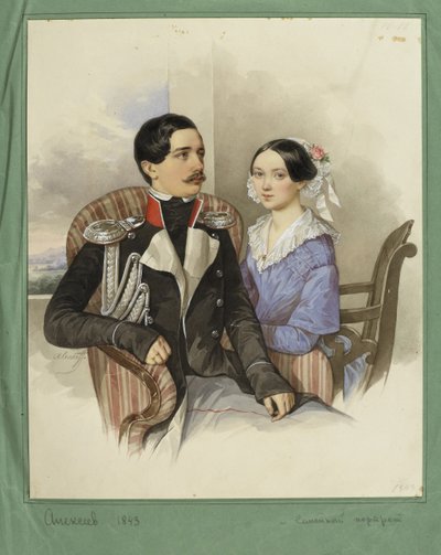 Retrato del Conde Jakov Karlovich Sievers 1818-1865 y la Condesa Vera Mikhaylovna 1818-1865, 1843 de N. M. Alexeyev