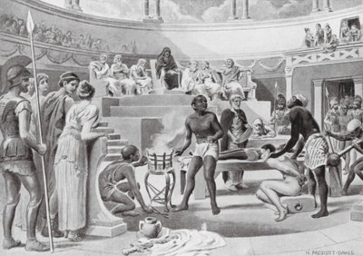 Esclavos torturados como testigos (litografía) de N. Prescott Davies