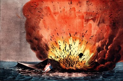 Guerra Civil Americana (1861-1865): batalla de Hampton Roads 8-9 de marzo de N. and Ives J.M. (1824 95) Currier