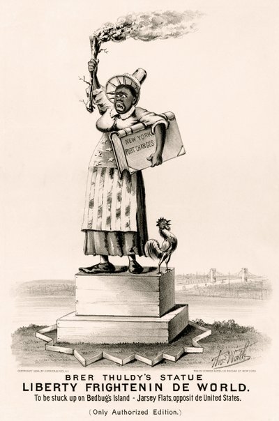La Estatua de la Libertad de Brer Thuldy asusta al mundo: Estar en la isla de los chinches, frente a los Estados Unidos... de N. and Ives J.M. (1824-95) Currier