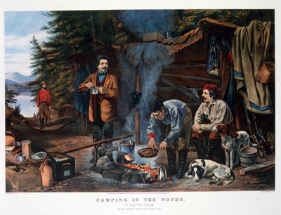 Acampada en el bosque "A Good Time Coming". Por Arthur Tait (Currier  Ives) de N. and Ives J.M. (1824 95) Currier