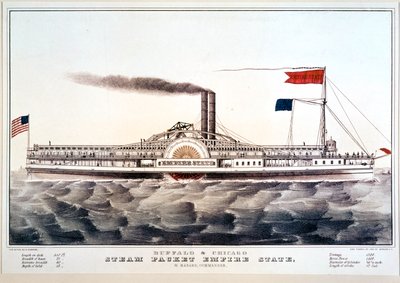 Barco de vapor Empire State, que une Buffalo y Chicago ... (impresión en color) de N. and Ives J.M. (1824-95) Currier