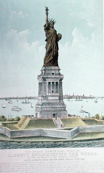 La Gran Estatua de Bartholdi, La Libertad Iluminando el Mundo de Currier and Ives