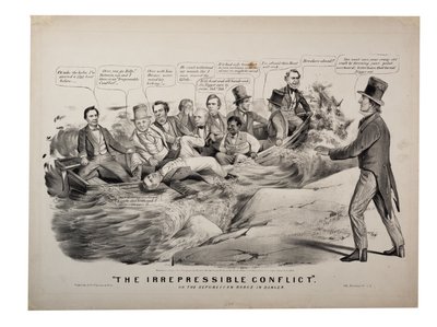 El conflicto irrefrenable o la barcaza republicana en peligro de N. and Ives J.M. (1824-95) Currier