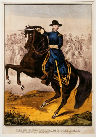 William Tecumseh Sherman, General de la Unión durante la Guerra Civil Americana ... (impresión en color) de N. and Ives J.M. (1824-95) Currier