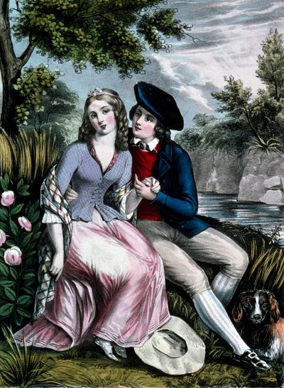 el poeta escocés Robert Burns seduciendo a su montañesa Mary Campbell de N. and Ives J.M. (1824 95) Currier