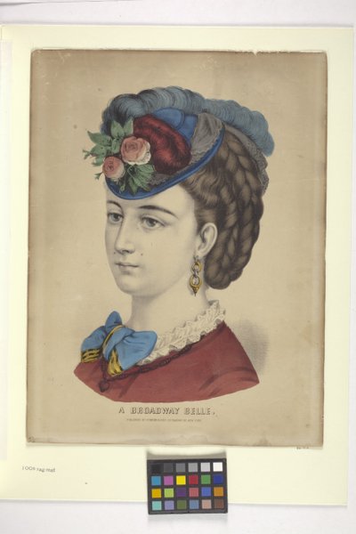 A Broadway Belle (litografía coloreada a mano) de N. and Ives J.M. (1824 95) Currier
