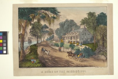 A Home On The Mississippi (litografía coloreada a mano) de N. and Ives J.M. (1824 95) Currier