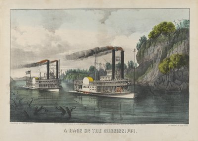 Una carrera en el Mississippi de Currier and Ives