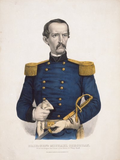 Brigadier General Michael Corcoran de la Brigada Irlandesa, ex coronel del valiente N.Y. "Sesenta y Nueve" de Currier and Ives