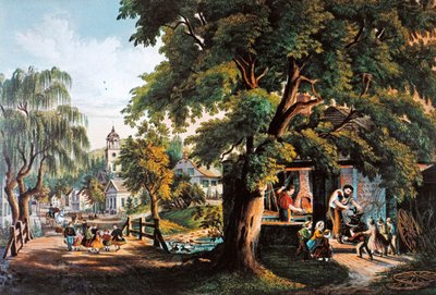 Vida rural en EE.UU.: El herrero del pueblo de Currier and Ives