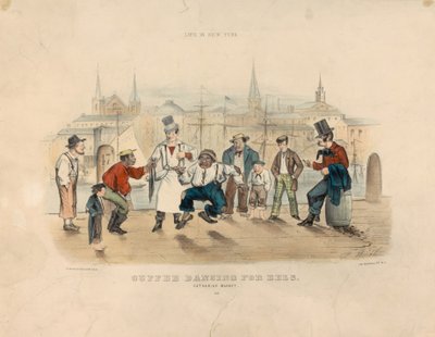 Cuffee Bailando por Anguilas – Mercado de Catharine (Vida en Nueva York) de Currier and Ives