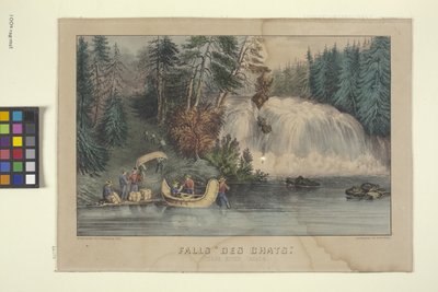 Cataratas "Des Chats" (litografía coloreada a mano) de N. and Ives J.M. (1824 95) Currier