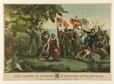 Primer Desembarco de Colón en las Costas del Nuevo Mundo de Currier and Ives