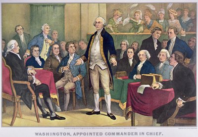 George Washington nombrado comandante en jefe, publicado en 1876 de Currier and Ives