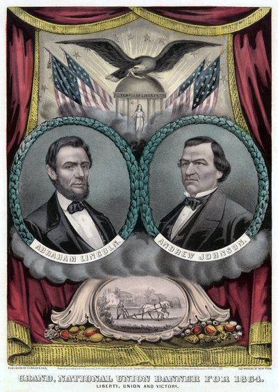 Gran pancarta de la Unión Nacional para 1864 de Currier and Ives