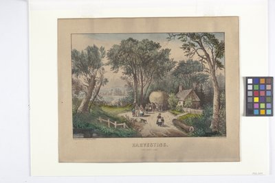 Harvesting The Last Load (litografía coloreada a mano) de N. and Ives J.M. (1824 95) Currier