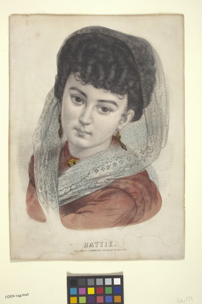 Hattie (litografía coloreada a mano) de N. and Ives J.M. (1824 95) Currier