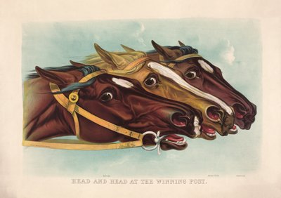 Cabeza a cabeza en el poste de llegada por Currier & Ives de Currier and Ives