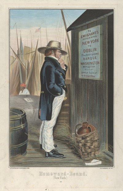 De Vuelta a Casa (Nueva York), c.1860 (litografía coloreada a mano) de Currier and Ives