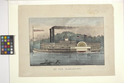 On The Mississippi (litografía coloreada a mano) de N. and Ives J.M. (1824 95) Currier