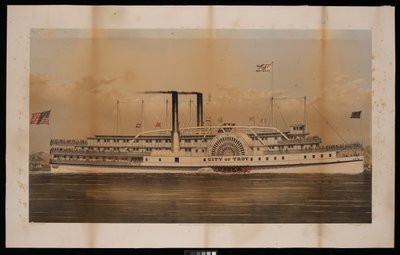 Paddle Steamer City of Troy Citizens Line Troy y Saratoga (litografía, coloreada) de N. and Ives J.M. (1824 95) Currier