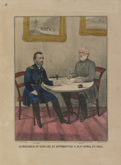 Rendición del General Lee, en Appomattox C.H. Va. 9 de Abril de 1865 de Currier and Ives
