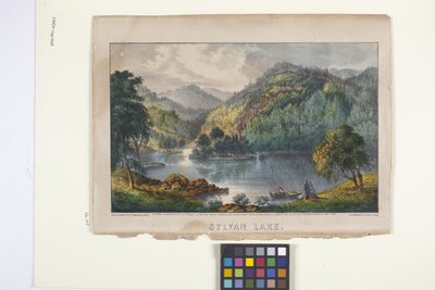 Sylvan Lake (litografía coloreada a mano) de N. and Ives J.M. (1824 95) Currier