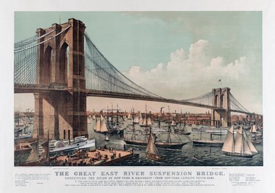 El Puente de Brooklyn, c.1892 de Currier and Ives
