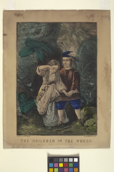 Los niños del bosque (litografía coloreada a mano) de N. and Ives J.M. (1824 95) Currier