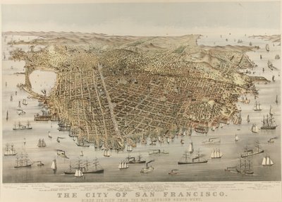 La Ciudad de San Francisco - Vista Panorámica desde la Bahía, mirando al suroeste de Currier and Ives