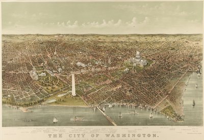 La ciudad de Washington: Vista de pájaro desde el Potomac mirando al norte de Currier and Ives