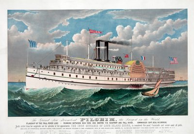 El gran nuevo barco de vapor Pilgrim, c.1883 de Currier and Ives