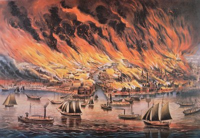 El Gran Incendio de Chicago de Currier and Ives