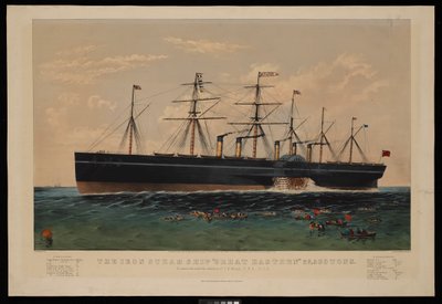 El Barco de Vapor de Hierro Great Eastern... Construido bajo la dirección de I K Brunel... de N. and Ives J.M. (1824 95) Currier